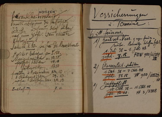 Offenes Buch mit handgeschriebenen Einträgen aus einem deutschen Militärtagebuch aus dem frühen 20. Jahrhundert, das Text- und numerische Daten enthält.