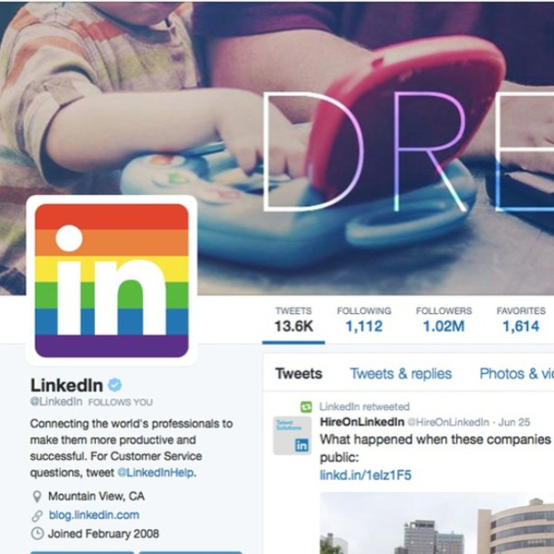 LinkedIn-Profilseite mit Bildern, Logo und Textinhalt