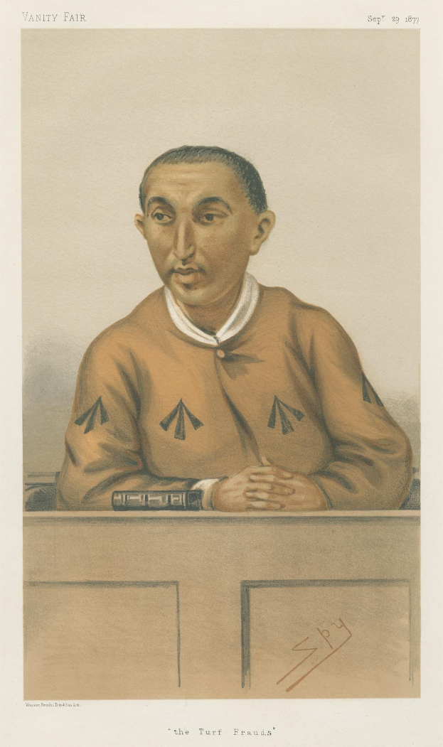 Ein Mann in weißem Hemd und dunkler Hose sitzt an einem Tisch mit gefalteten Händen, sieht ernst aus, mit dem Text "Die Rasenbetrüger" unten.