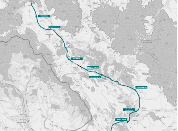 Blaue Linie auf einer Stadtkarte, die die Route einer Fahrradtour mit Start- und Endpunkten markiert.