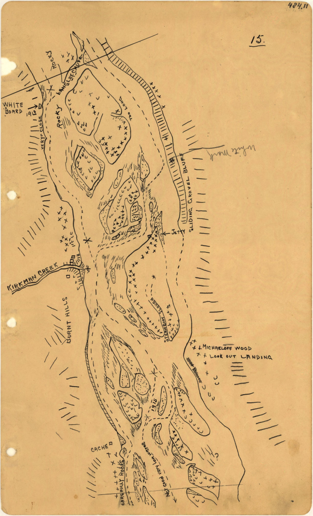Ein altes, detailliertes Stadtplan auf Papier, der Straßen, Gebäude und Sehenswürdigkeiten zeigt, mit zusätzlichem Text, der Namen und Informationen bereitstellt.