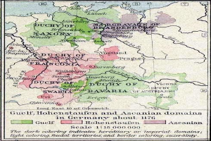 Eine 1776-Karte von Deutschland mit Text und nummerierten Regionen, die das Ausmaß des Deutschen Reichs zeigt.