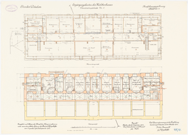 Ein detaillierter Grundrissplan des Stadtplatzes in Dresden, Deutschland, mit zahlreichen Räumen und begleitendem Text zur Beschreibung des Gebäudelayouts.