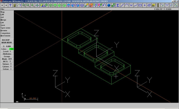 Ein detailliertes 3D-Gebäudedesign in AutoCAD, das Wände, Fenster, Türen und Anpassungswerkzeuge zeigt.